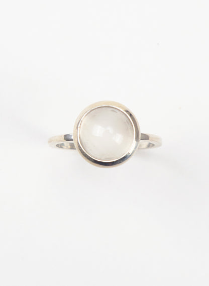 White Low Moonstone Ring