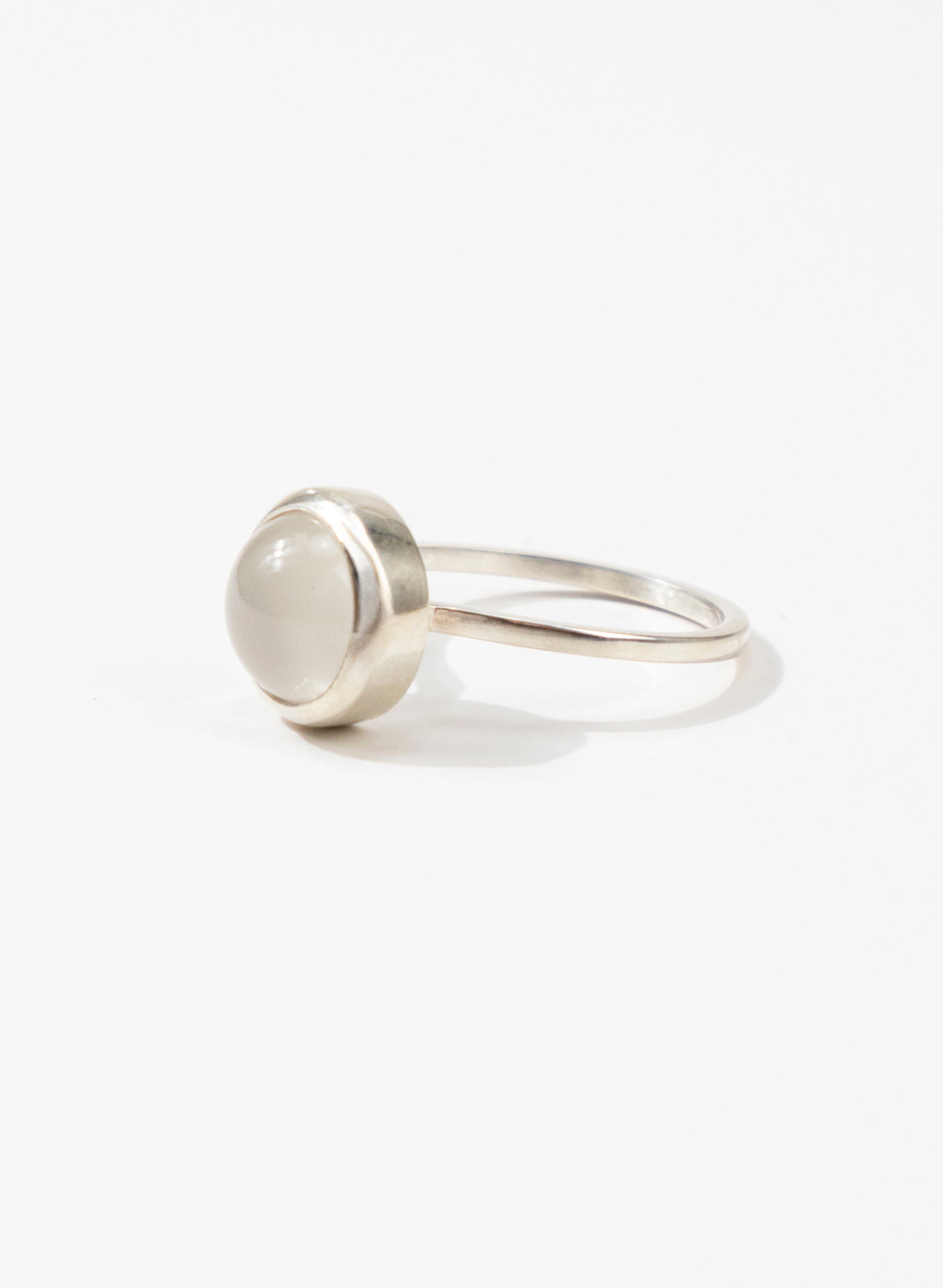 White Low Moonstone Ring