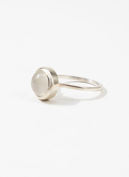 White Low Moonstone Ring