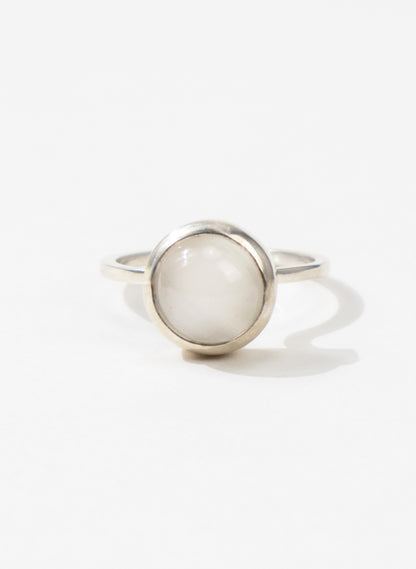White Low Moonstone Ring