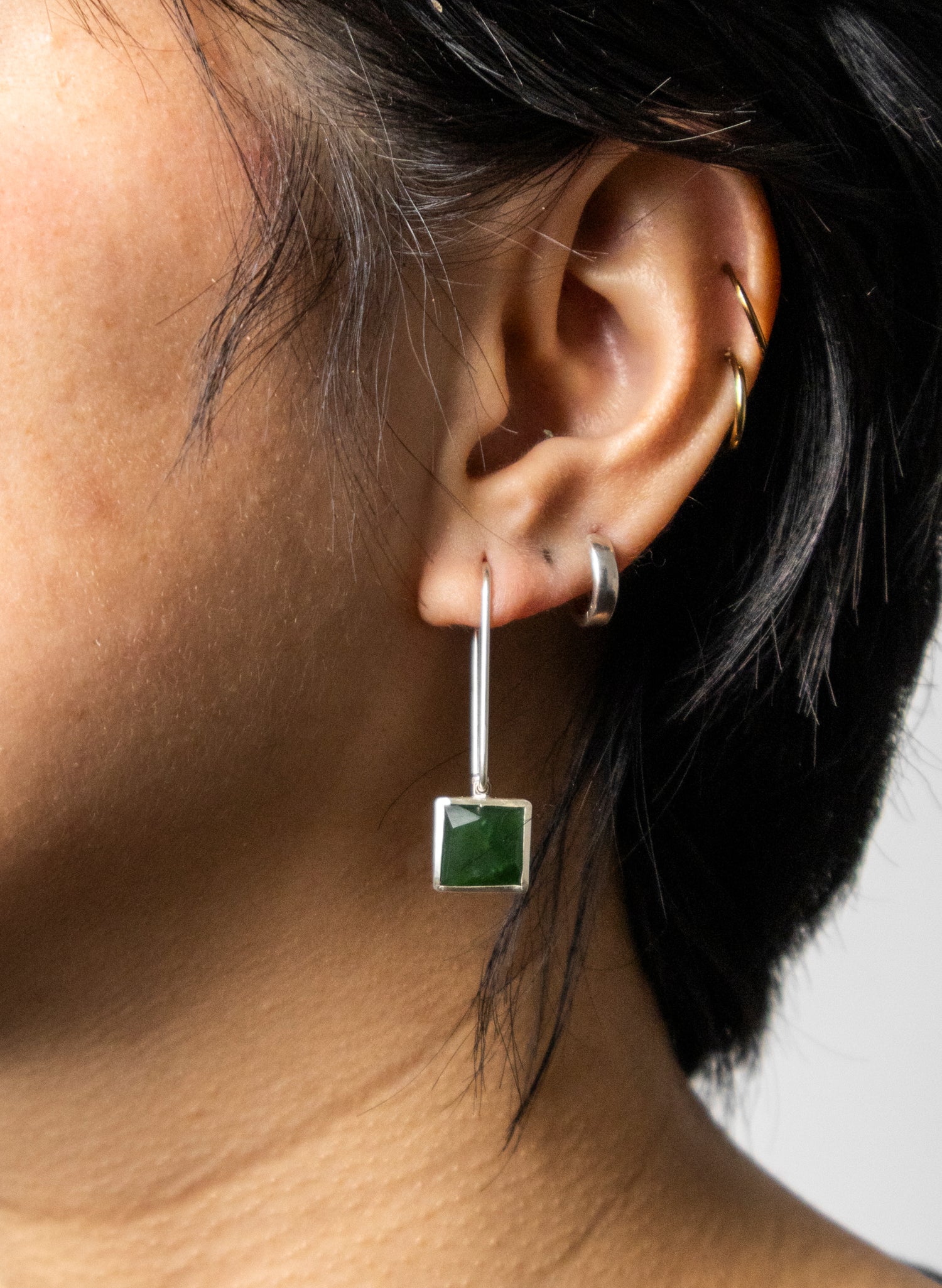 Facetted Diamond Pounamu Earrings