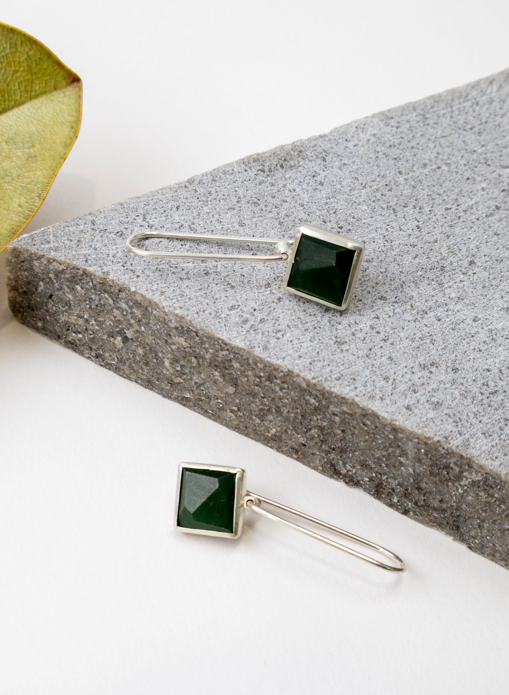 Facetted Diamond Pounamu Earrings