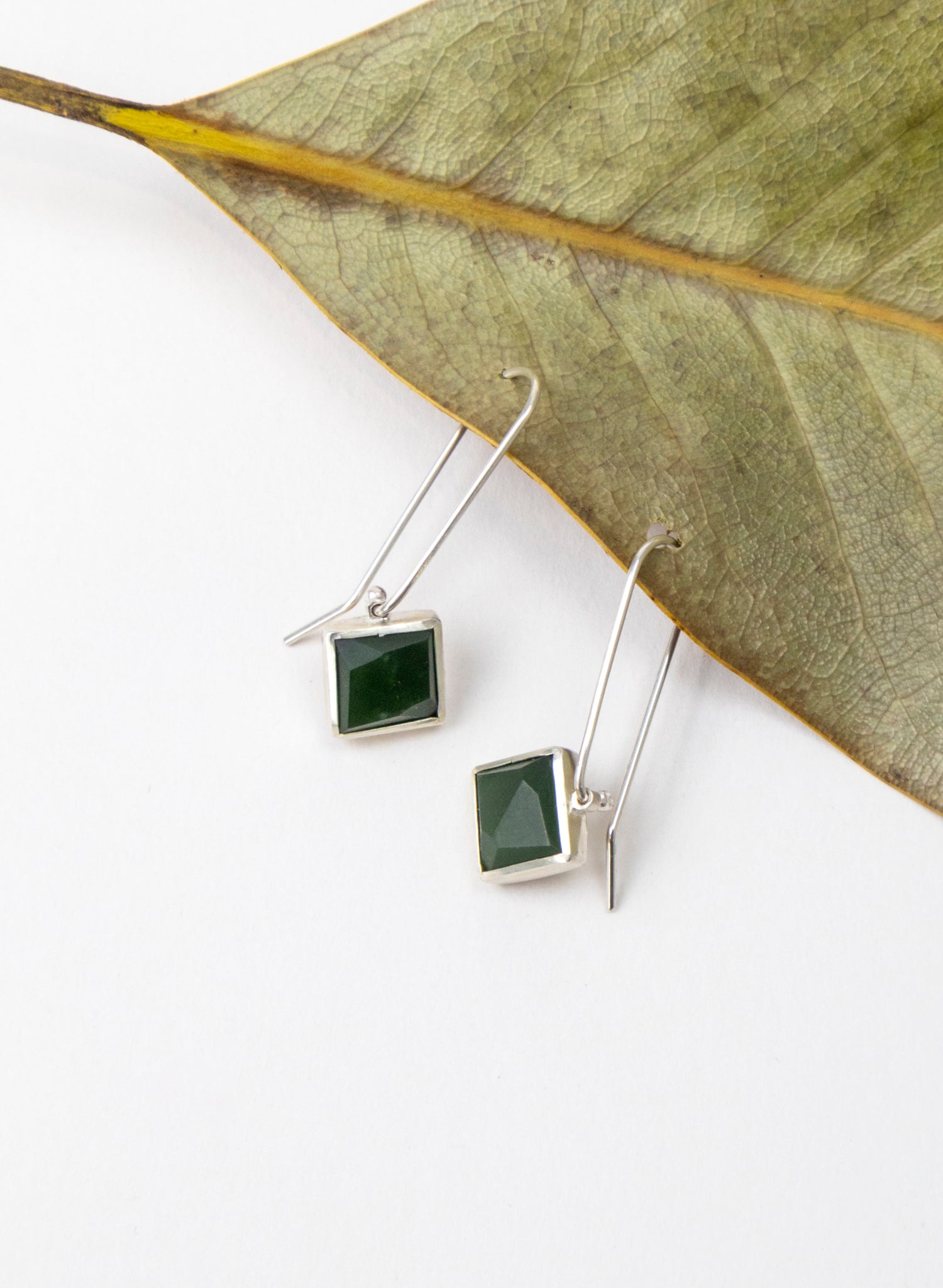 Facetted Diamond Pounamu Earrings