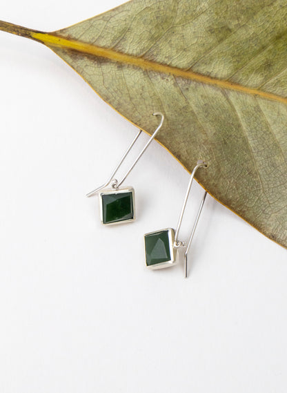 Facetted Diamond Pounamu Earrings