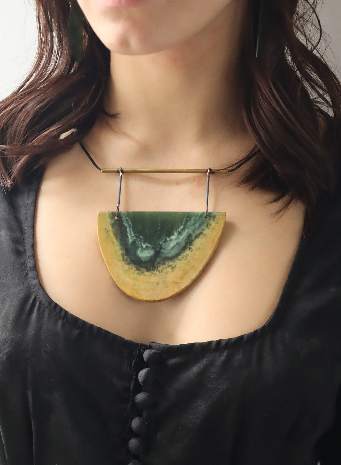 Pounamu, Brass and Titanium Pendant