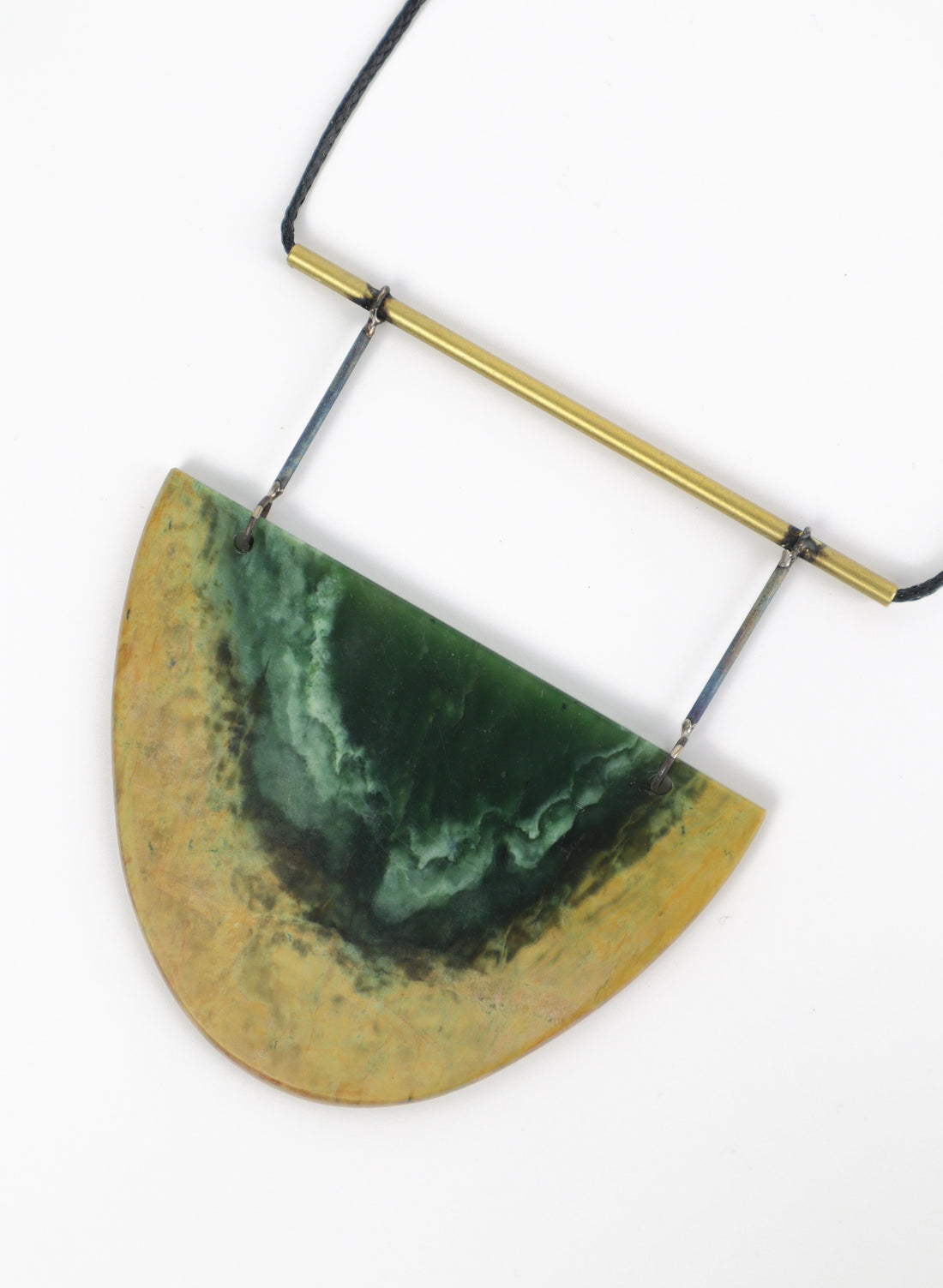 Pounamu, Brass and Titanium Pendant