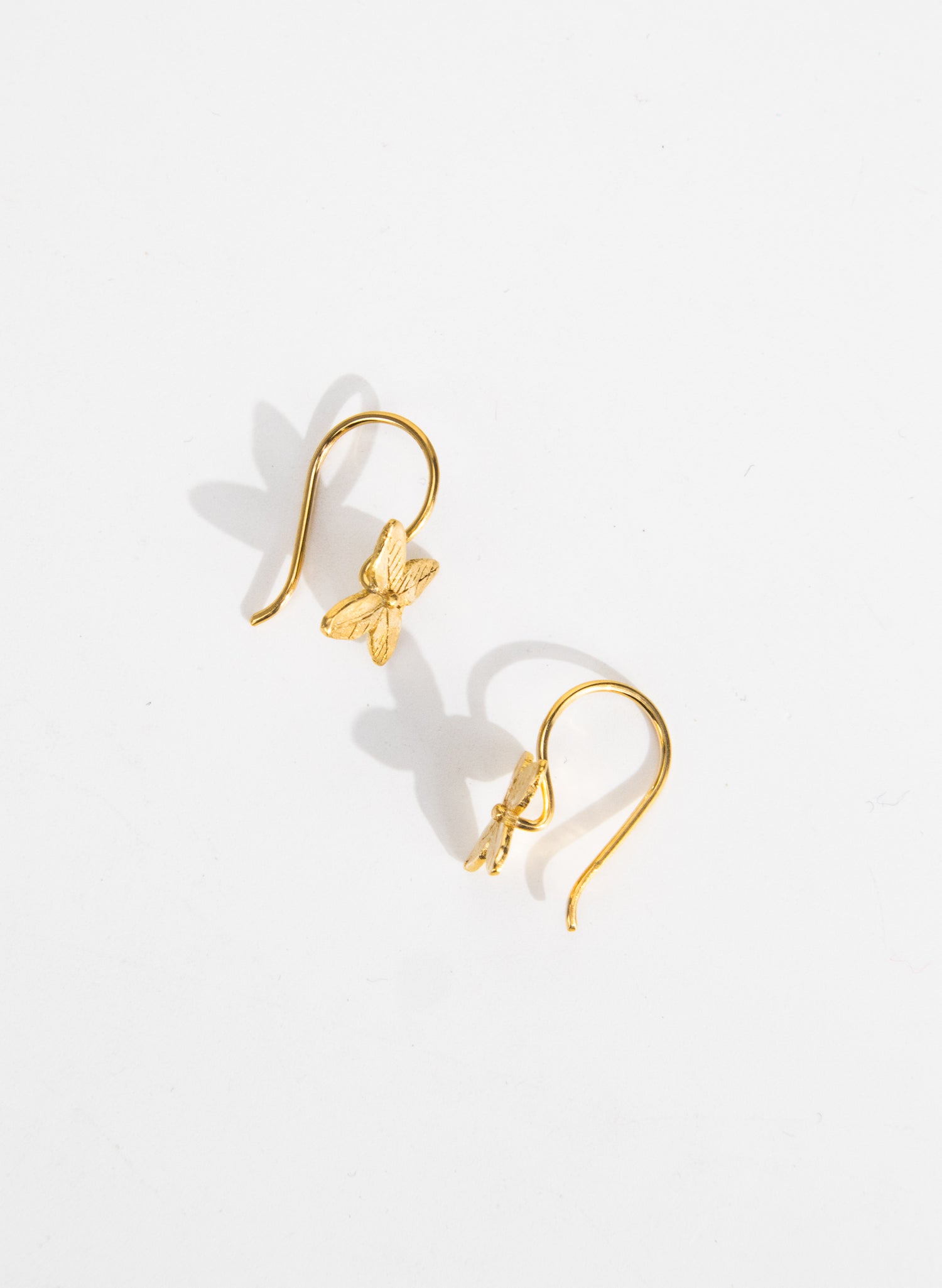Gold Tumbling Flower Hoop Earrings