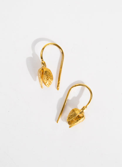 Gold Snowdrop Flower Earrings