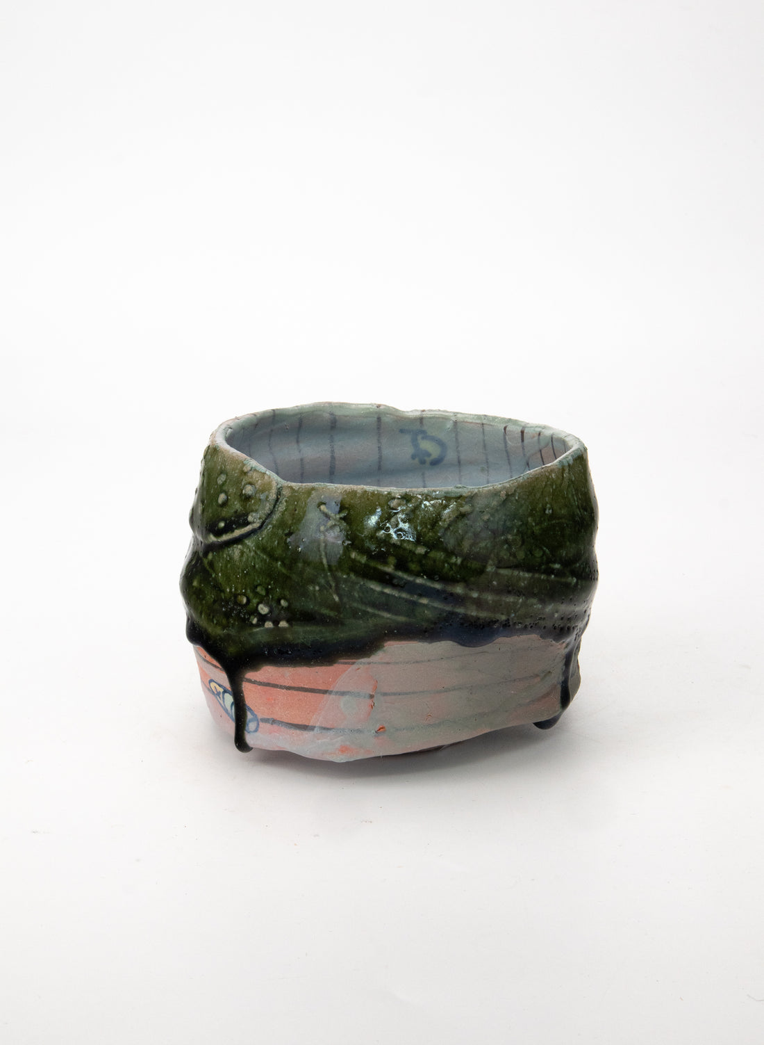 Iro-shino Oribe Tea Bowl 