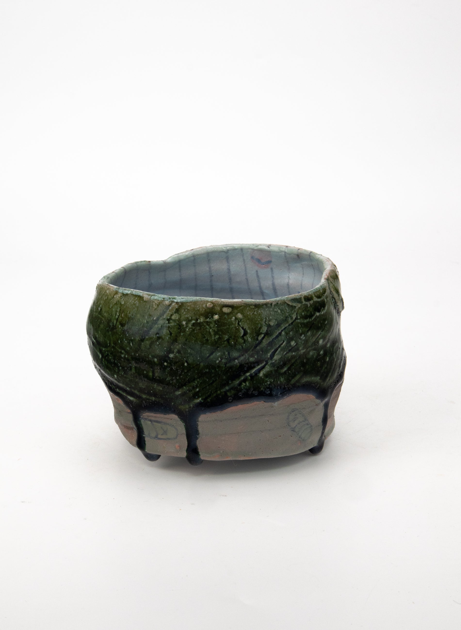 Iro-shino Oribe Tea Bowl 