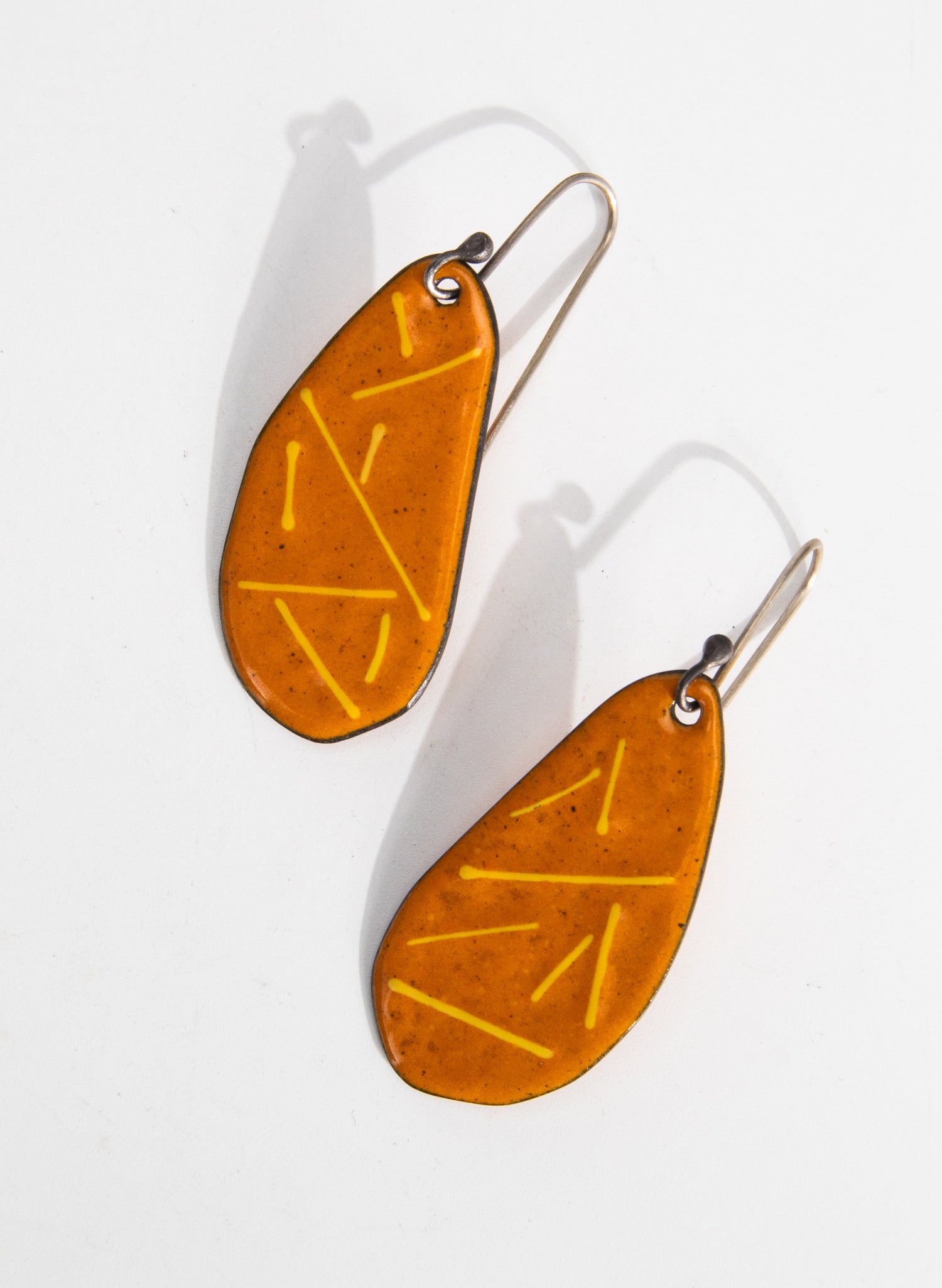 Orange Stripe Enamel Earrings