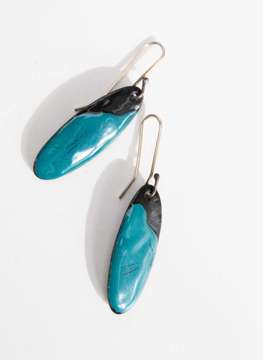 Teal Flow Enamel Earrings