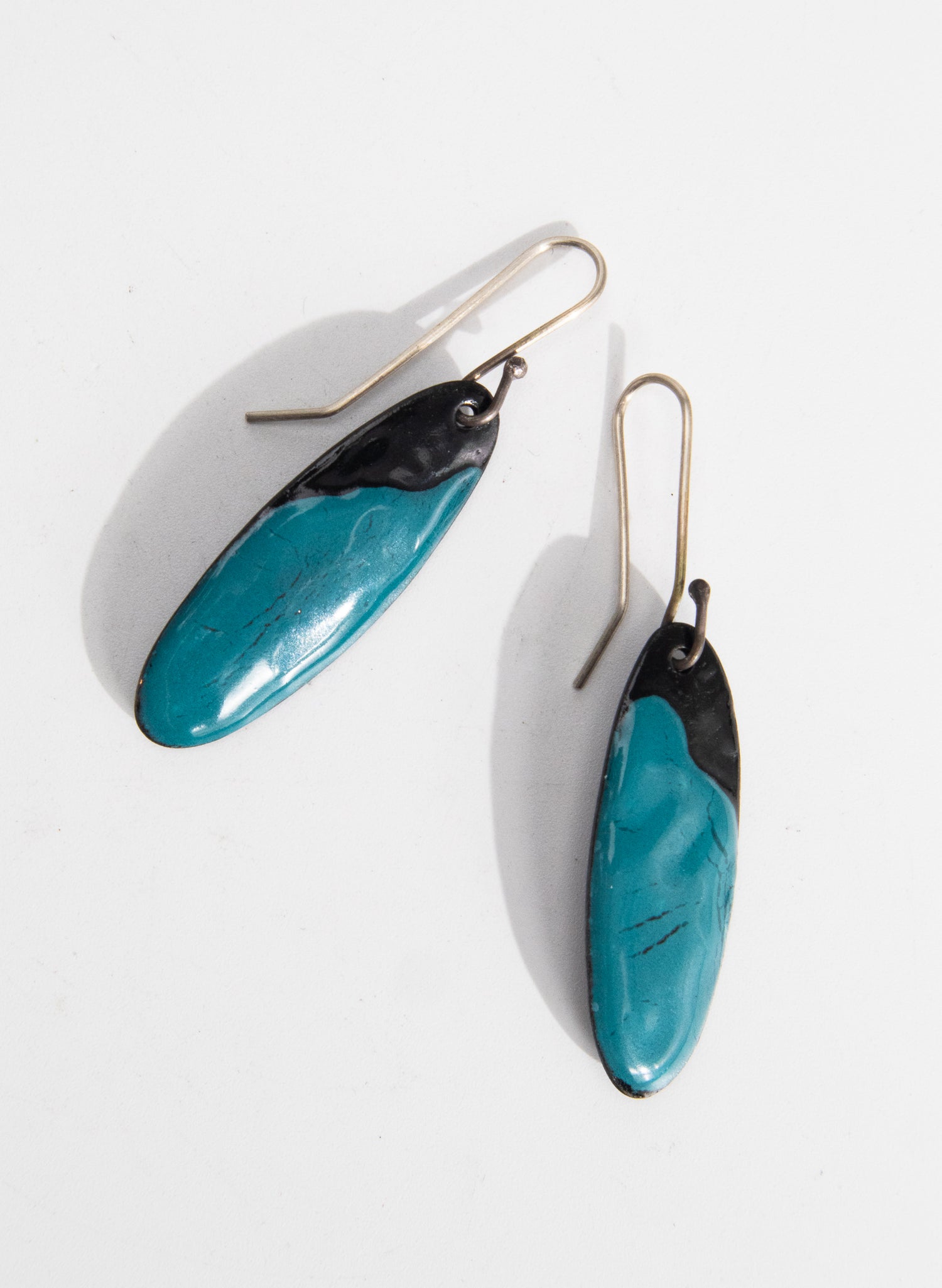 Teal Flow Enamel Earrings