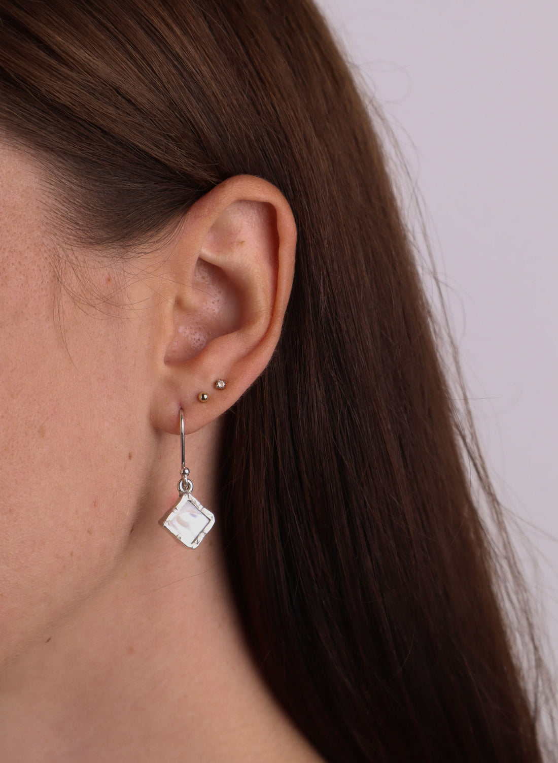Diamond Mother of Pearl Earrings - Sterling Silver