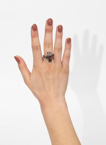 Moonstone and 2 Tourmaline and Titanium Ring