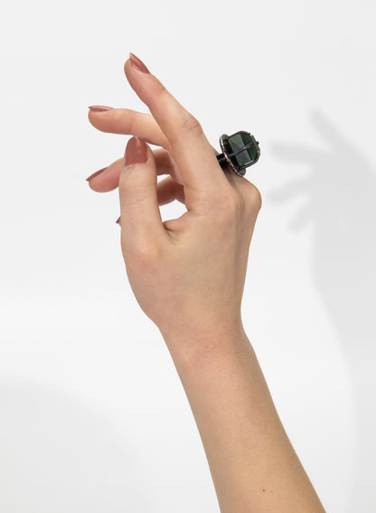 New Zealand Jade Pounamu and Sterling Silver Ring