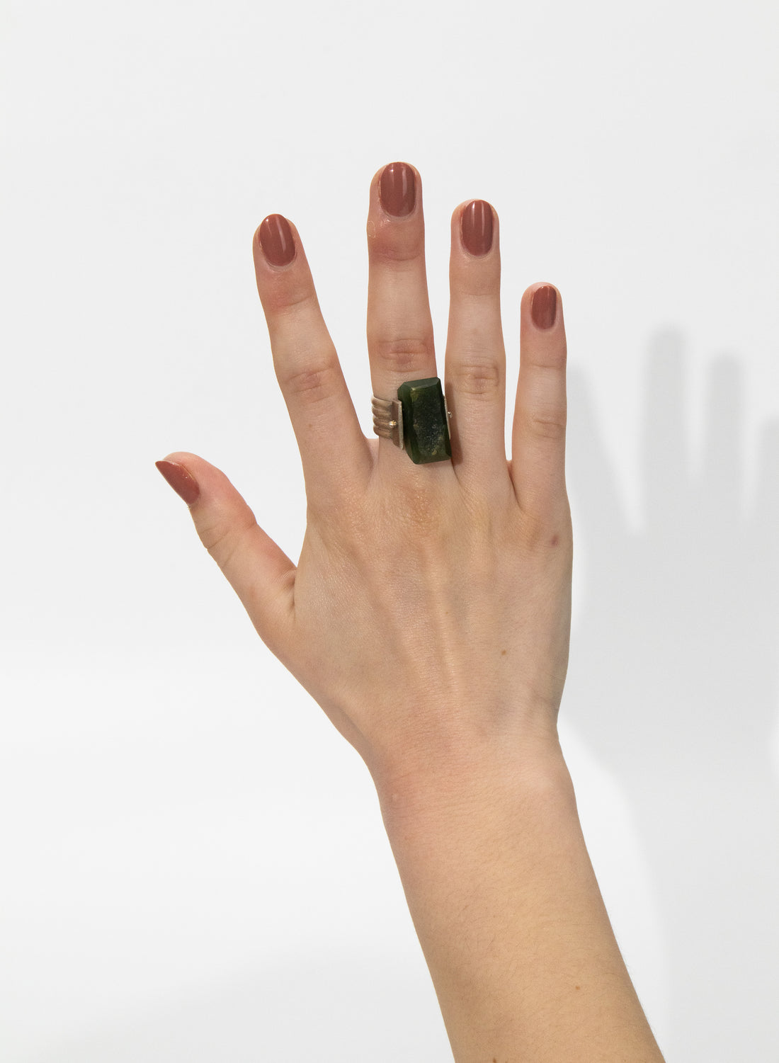 New Zealand Jade Pounamu and Sterling Silver Ring