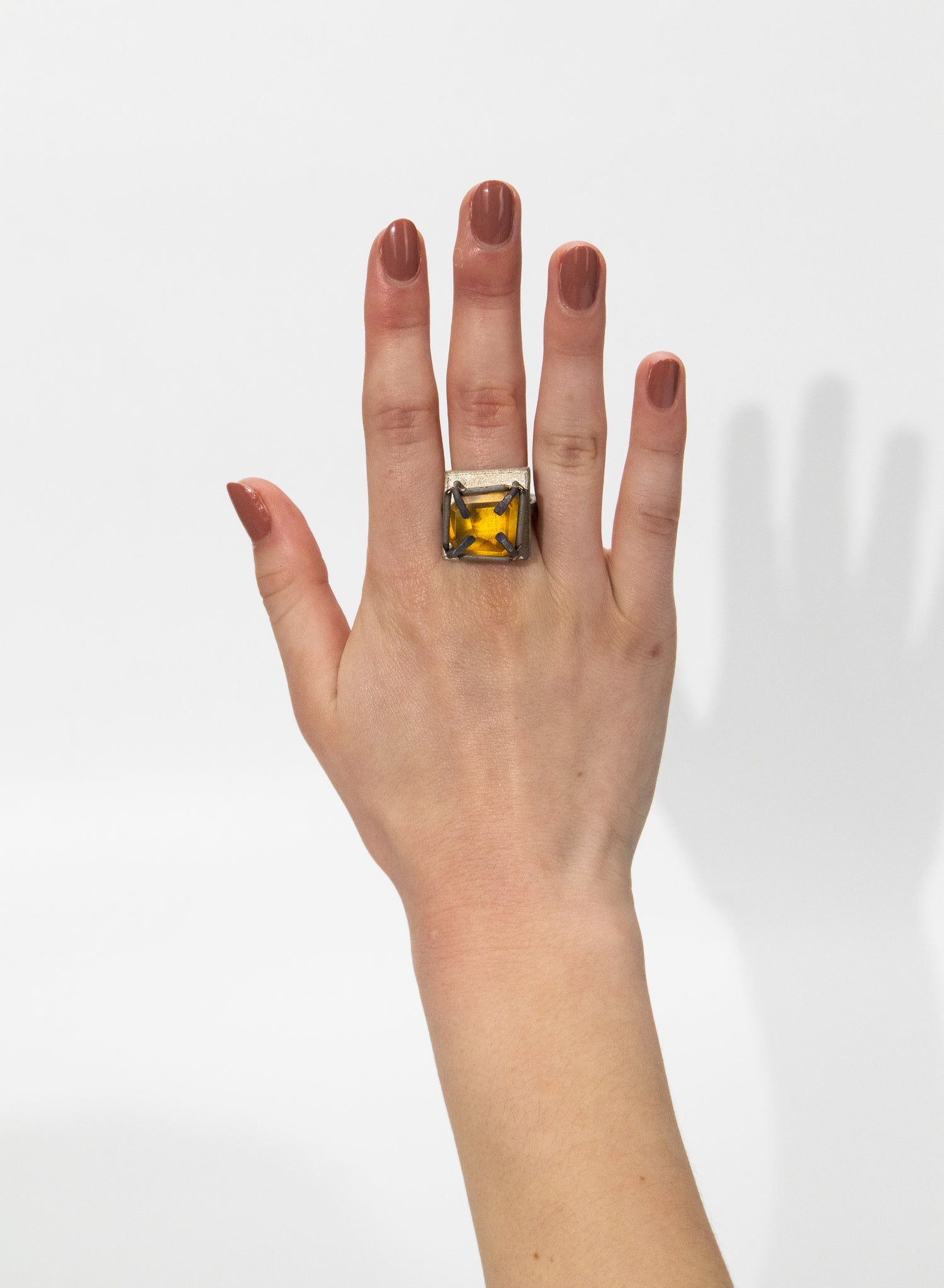 New Zealand Amber, Titanium and Sterling Silver Ring