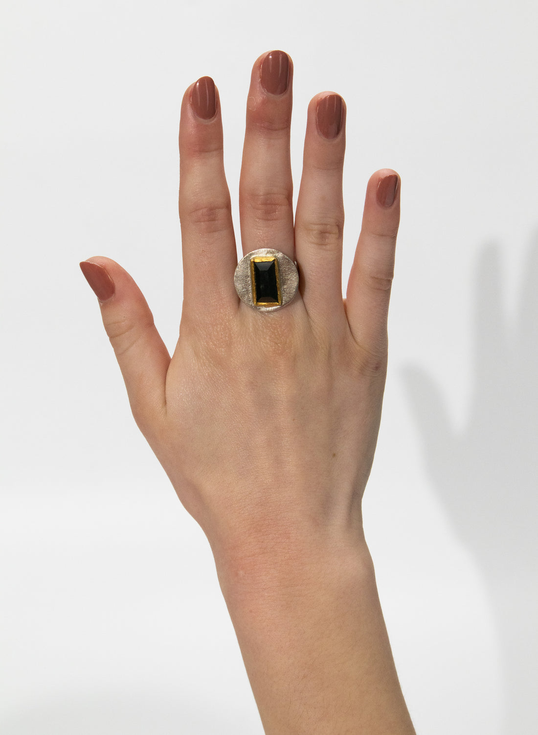 New Zealand Jade Pounamu, 24ct Gold and Sterling Silver Ring (Copy)