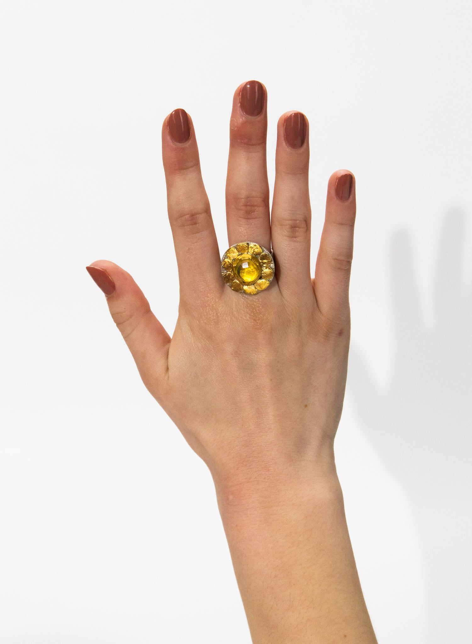 New Zealand Amber, 24ct Gold, South Island Gold Nuggets 98% Pure and Sterling Silver Ring