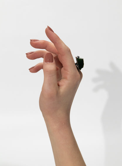 New Zealand Jade Pounamu and Titanium Ring