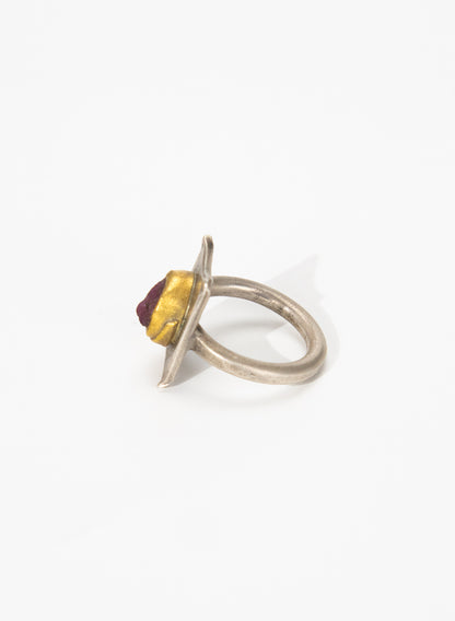 Ruby Natural Untreated and 24ct Gold Ring