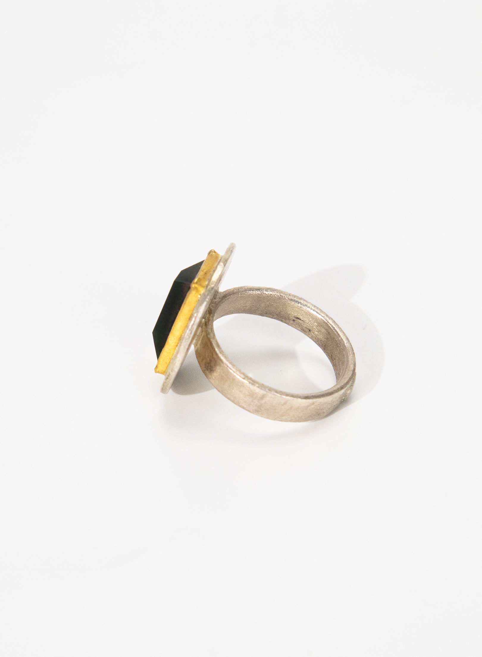 New Zealand Jade Pounamu, 24ct Gold and Sterling Silver Ring (Copy)