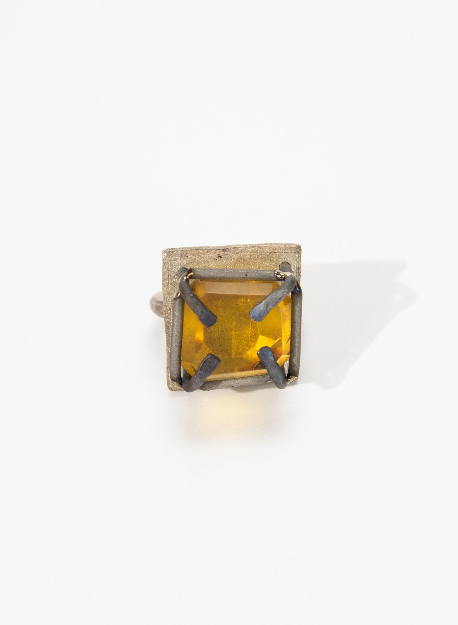 New Zealand Amber, Titanium and Sterling Silver Ring