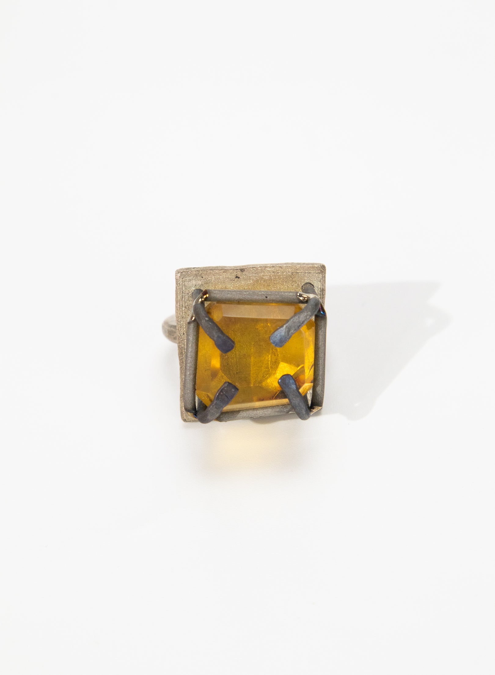 New Zealand Amber, Titanium and Sterling Silver Ring