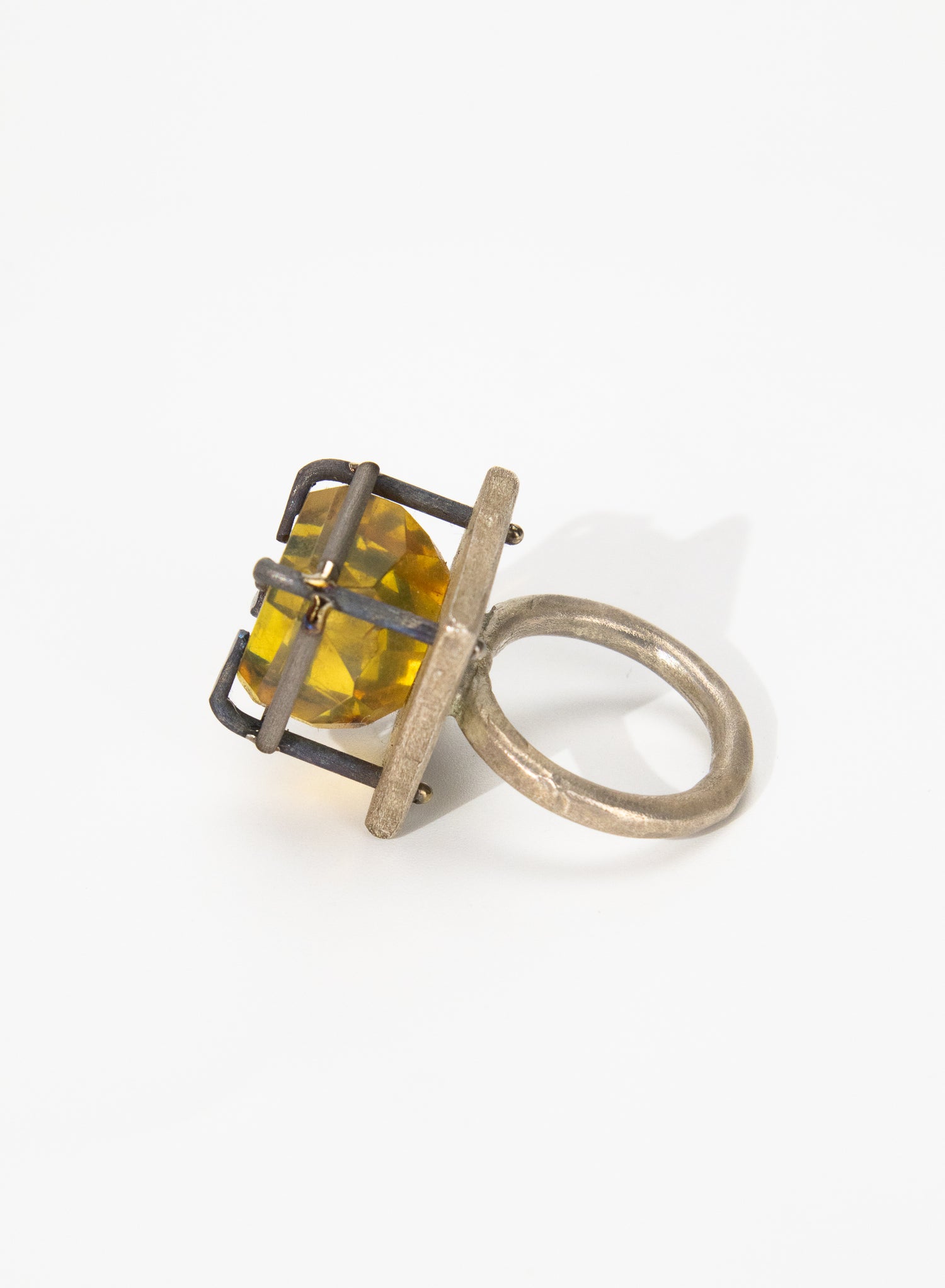 New Zealand Amber, Titanium and Sterling Silver Ring