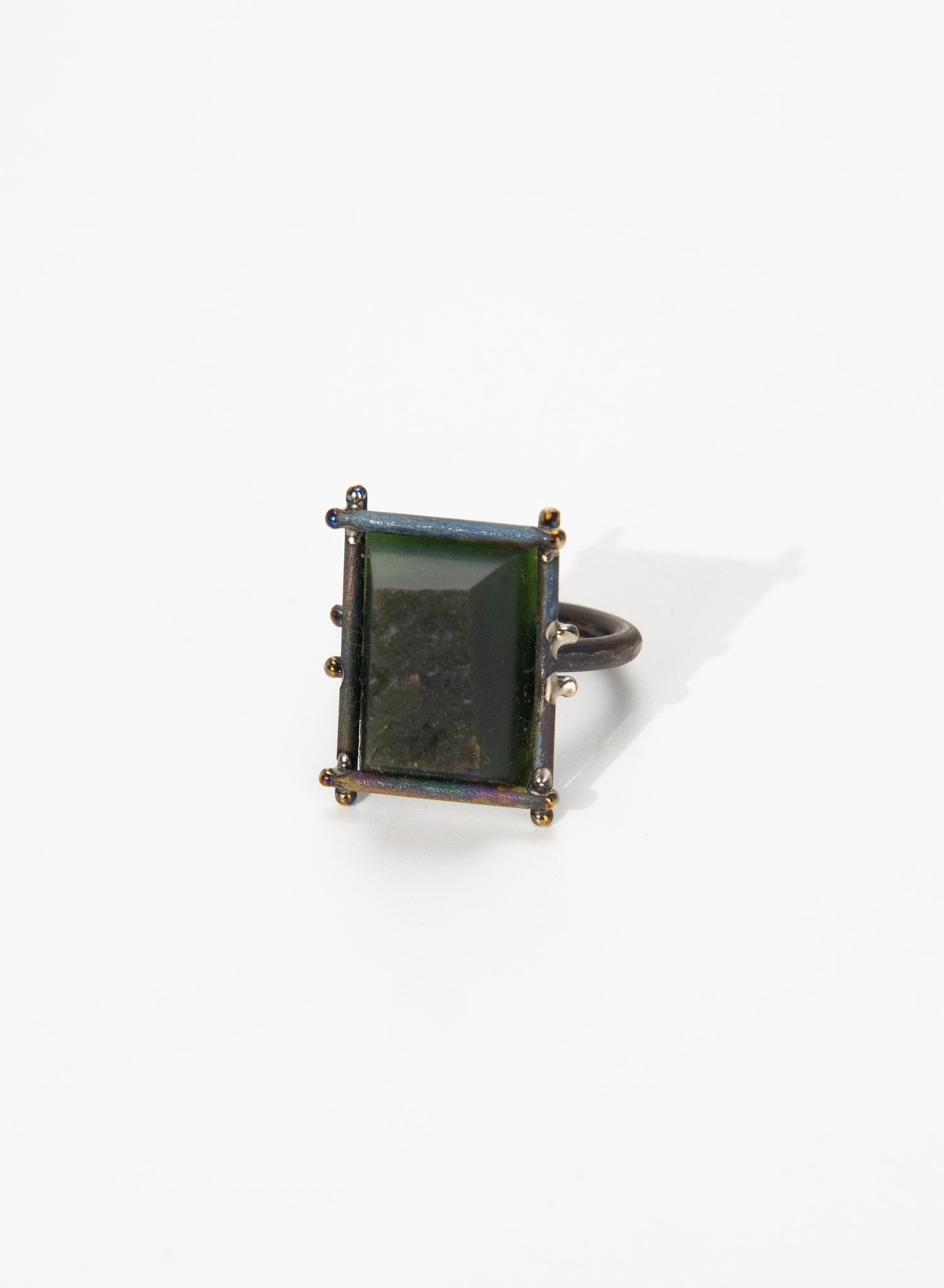 New Zealand Jade Pounamu and Titanium Ring