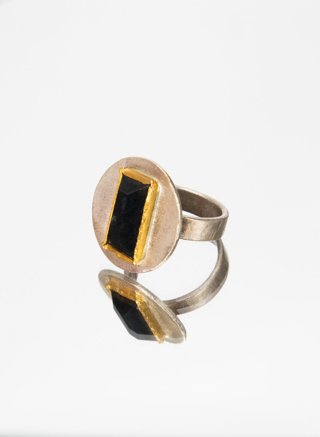 New Zealand Jade Pounamu, 24ct Gold and Sterling Silver Ring (Copy)