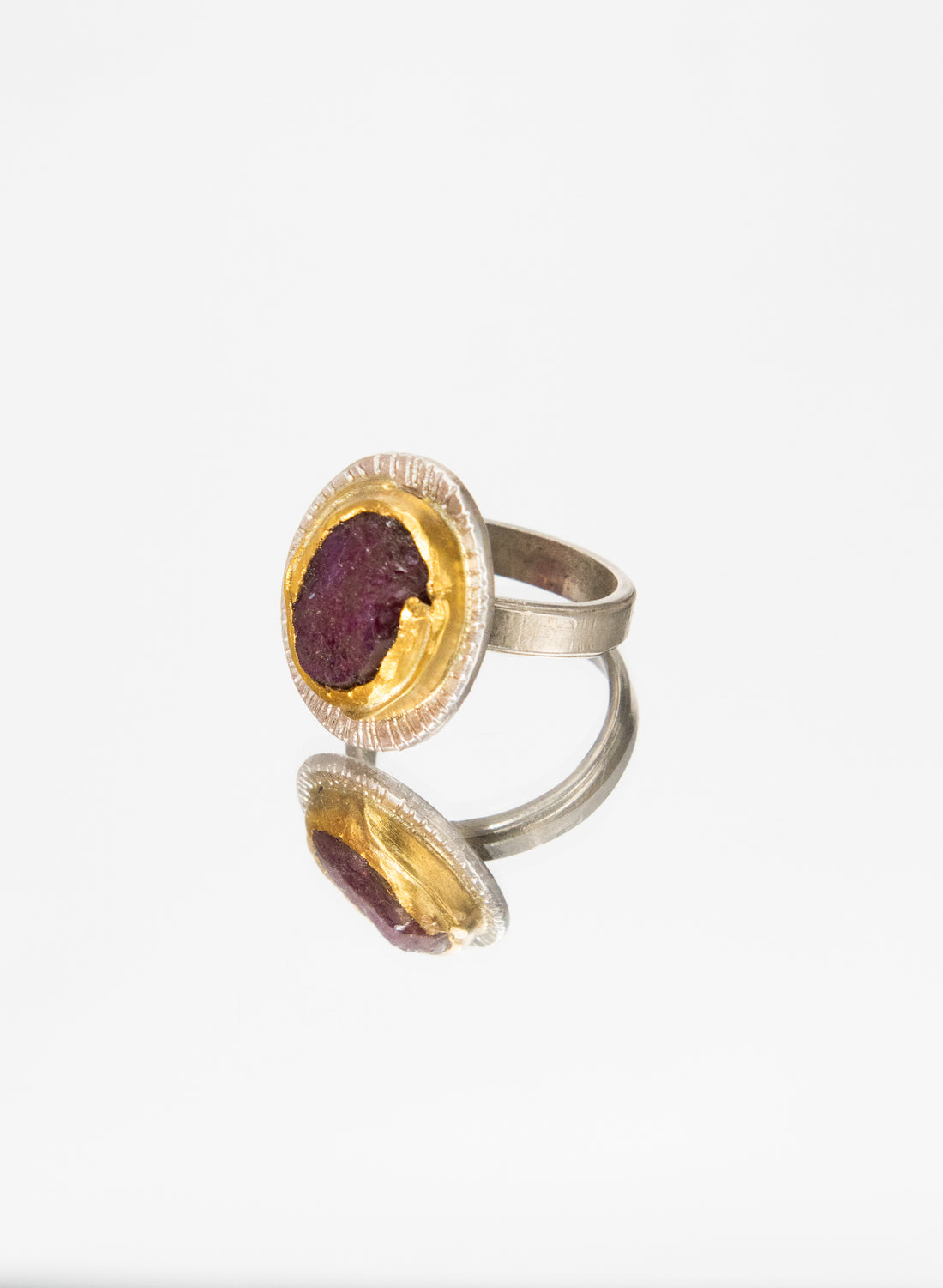 Ruby Natural Untreated and 24ct Gold Ring