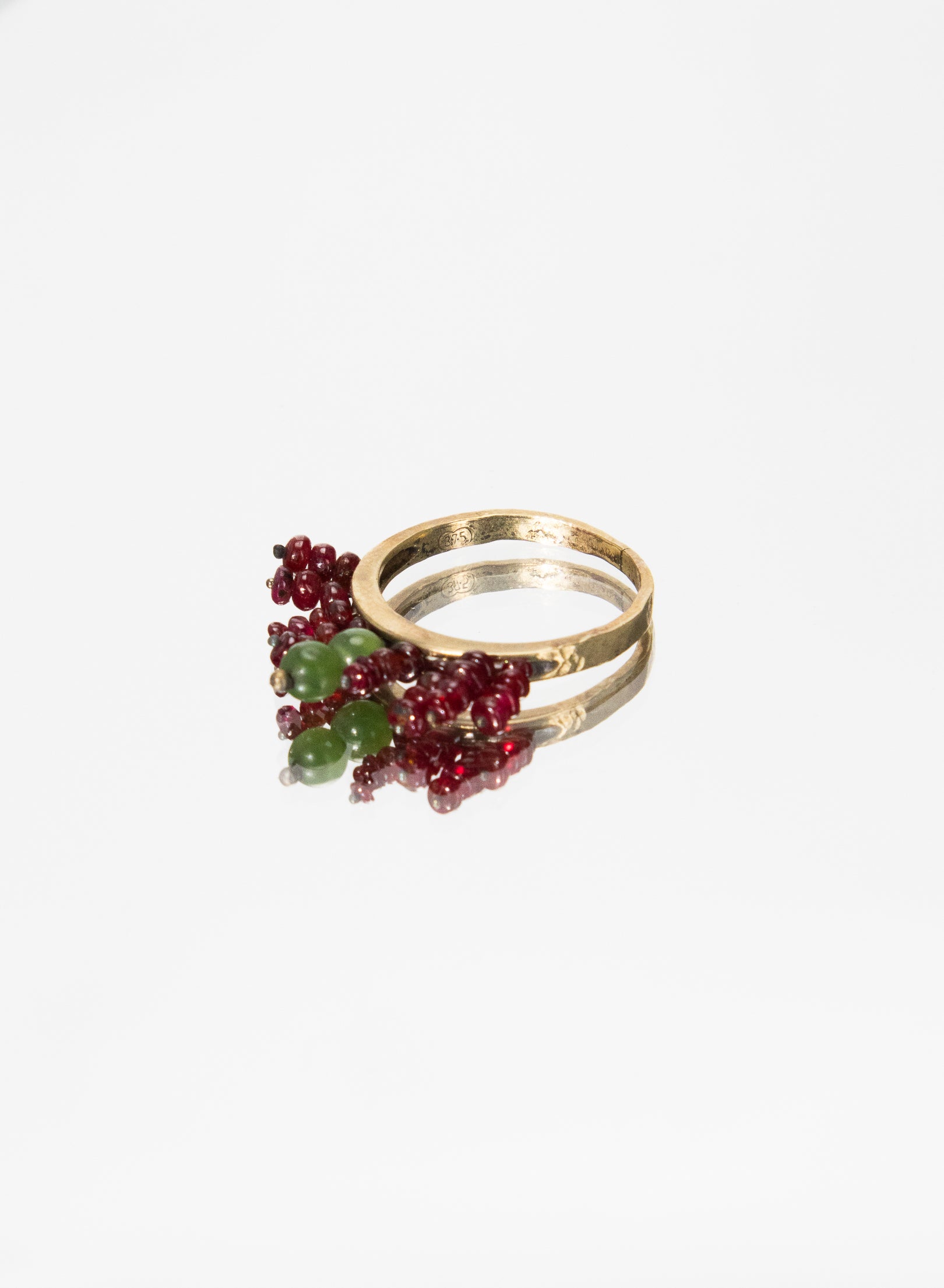 Rubies and 9ct Gold, New Zealand Jade Pounamu Ring