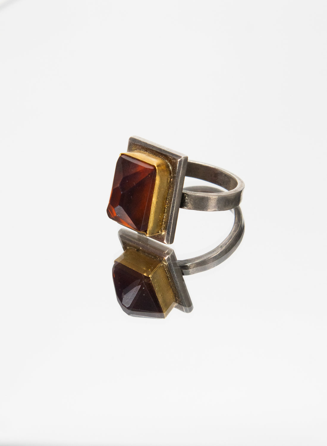 New Zealand Amber, 24ct Gold and Sterling Silver Ring