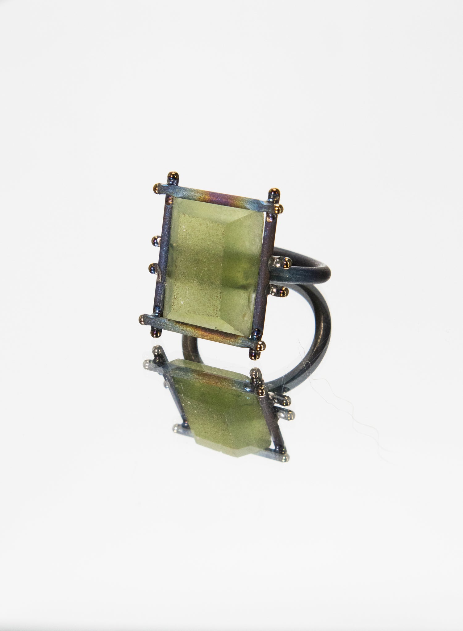 Sea Glass and Titanium Ring