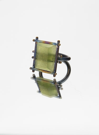 Sea Glass and Titanium Ring