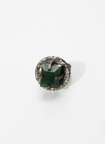 New Zealand Jade Pounamu and Sterling Silver Ring