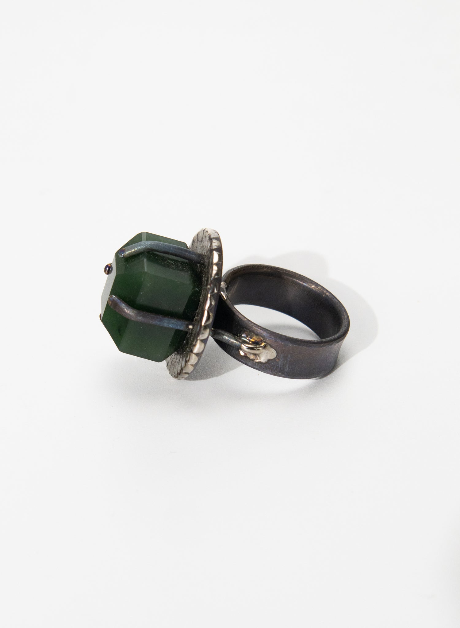 New Zealand Jade Pounamu and Sterling Silver Ring