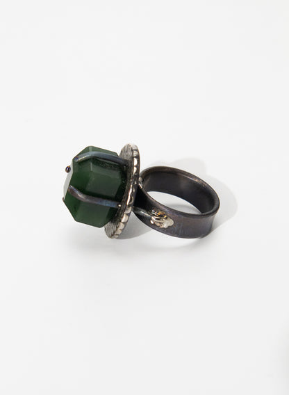 New Zealand Jade Pounamu and Sterling Silver Ring