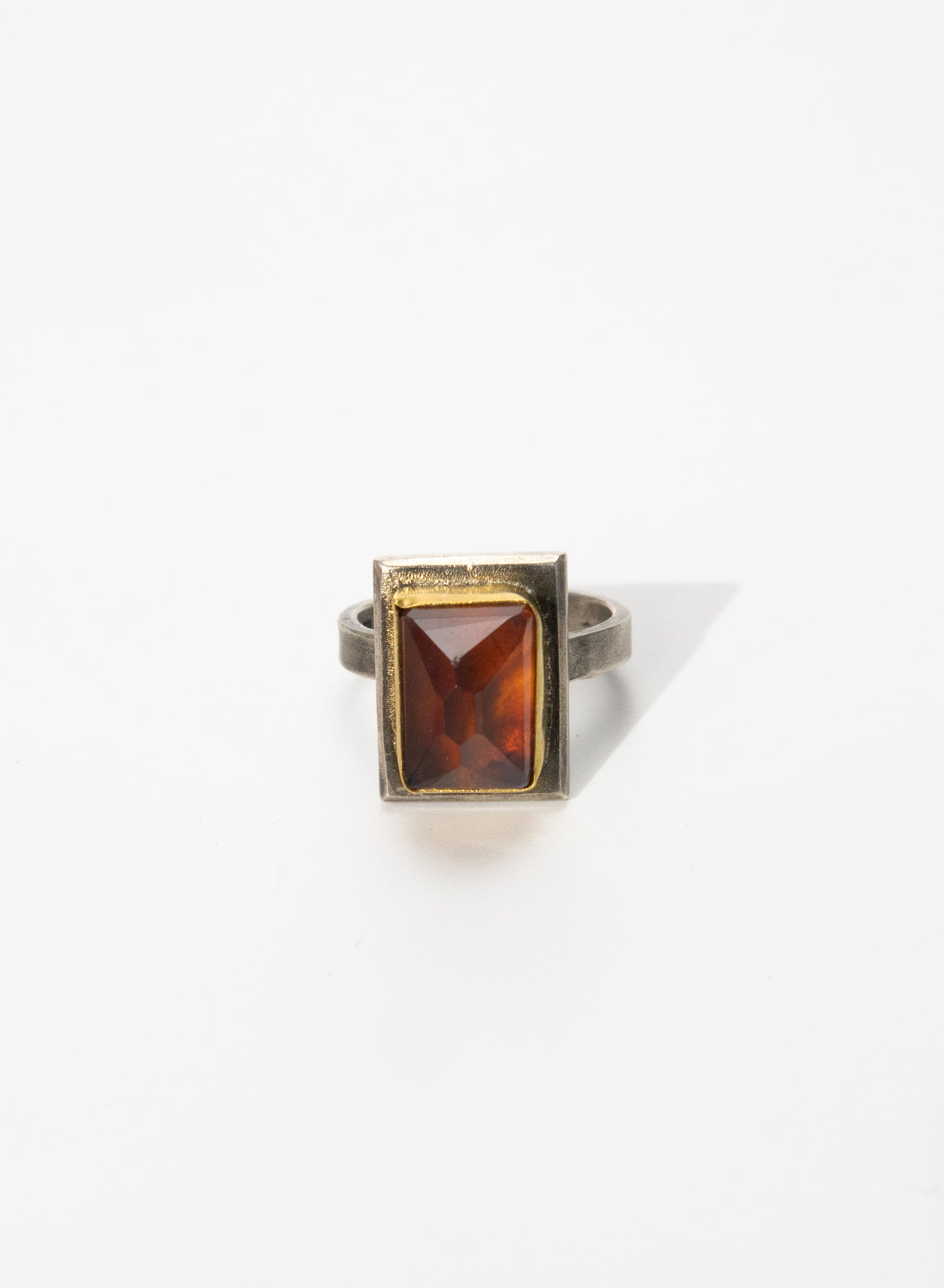 New Zealand Amber, 24ct Gold and Sterling Silver Ring