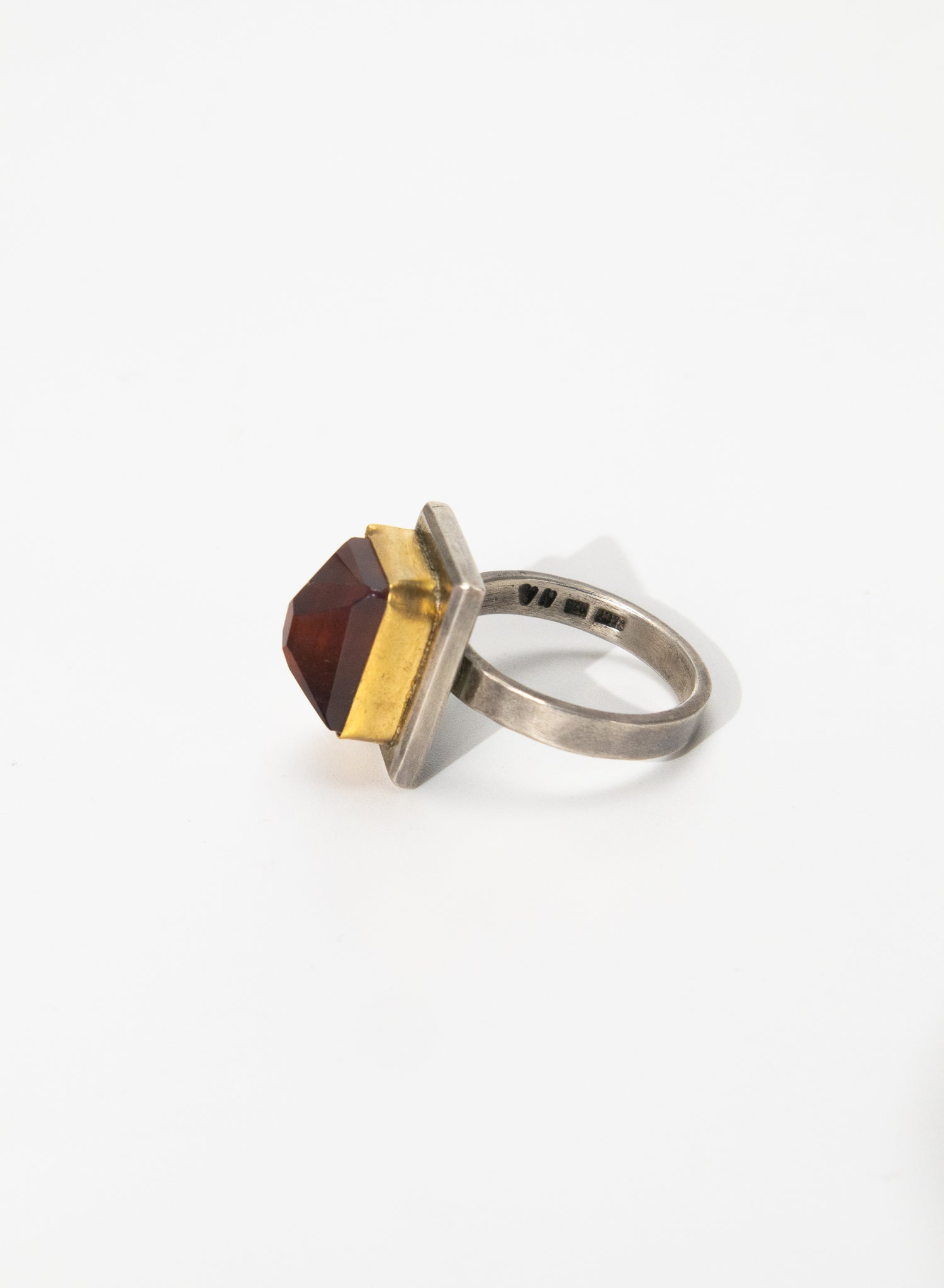 New Zealand Amber, 24ct Gold and Sterling Silver Ring