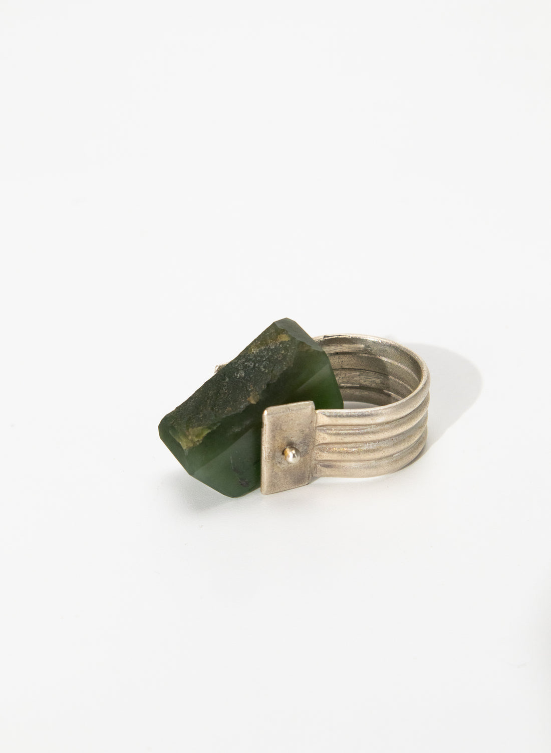 New Zealand Jade Pounamu and Sterling Silver Ring
