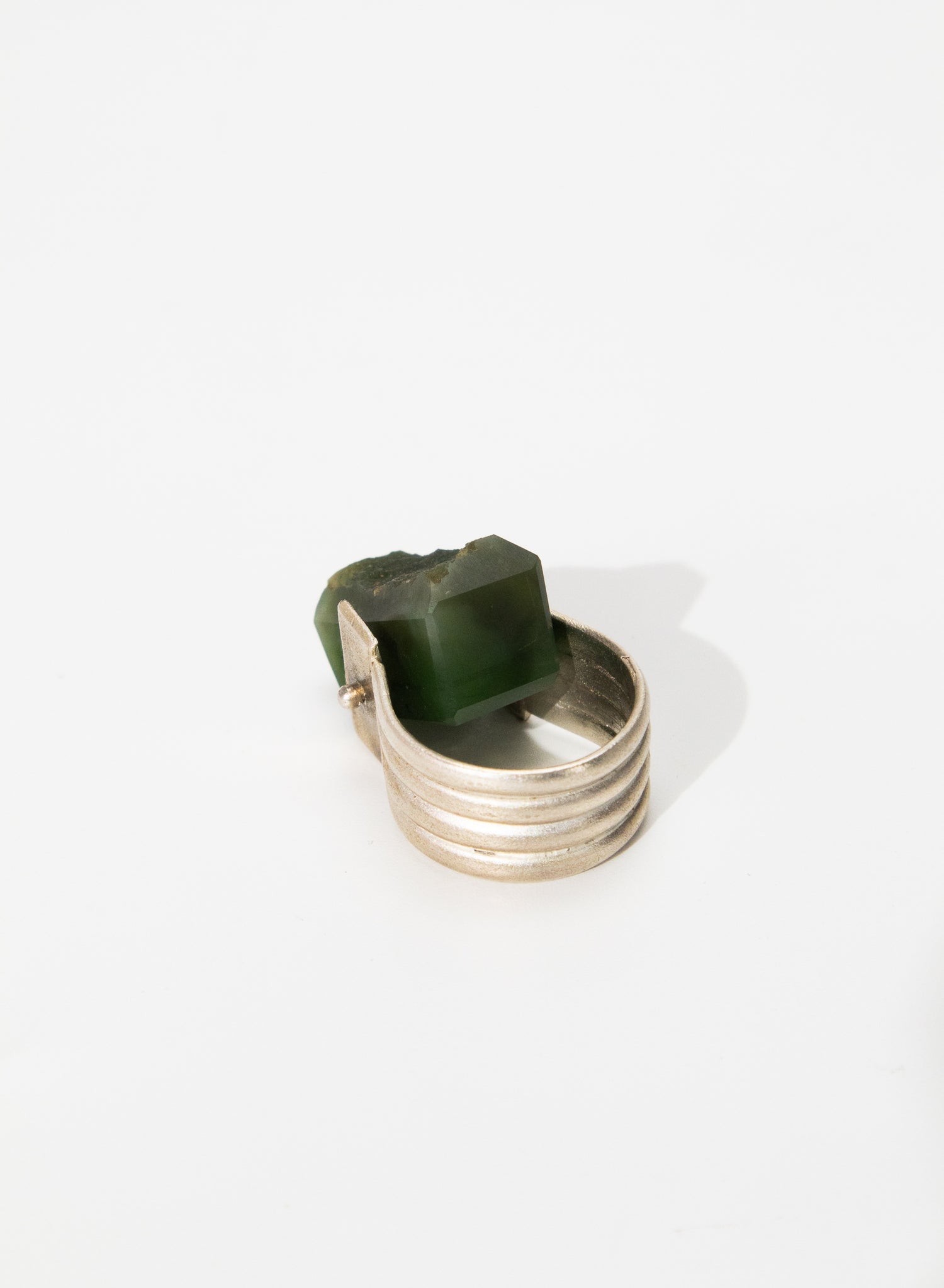 New Zealand Jade Pounamu and Sterling Silver Ring