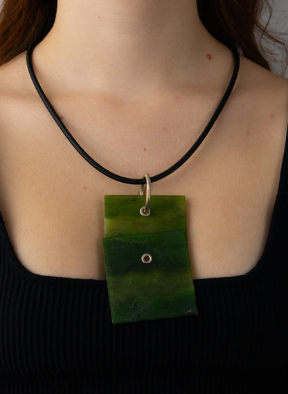 NZ Jade Pounamu &amp; Brass Necklace