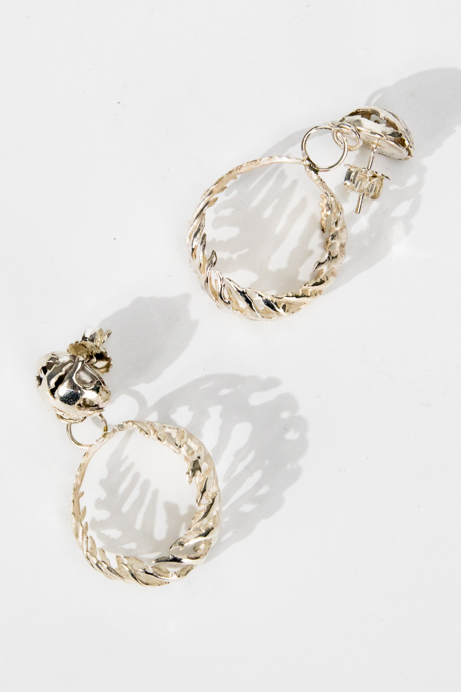 Silver Fern Hoop Earrings