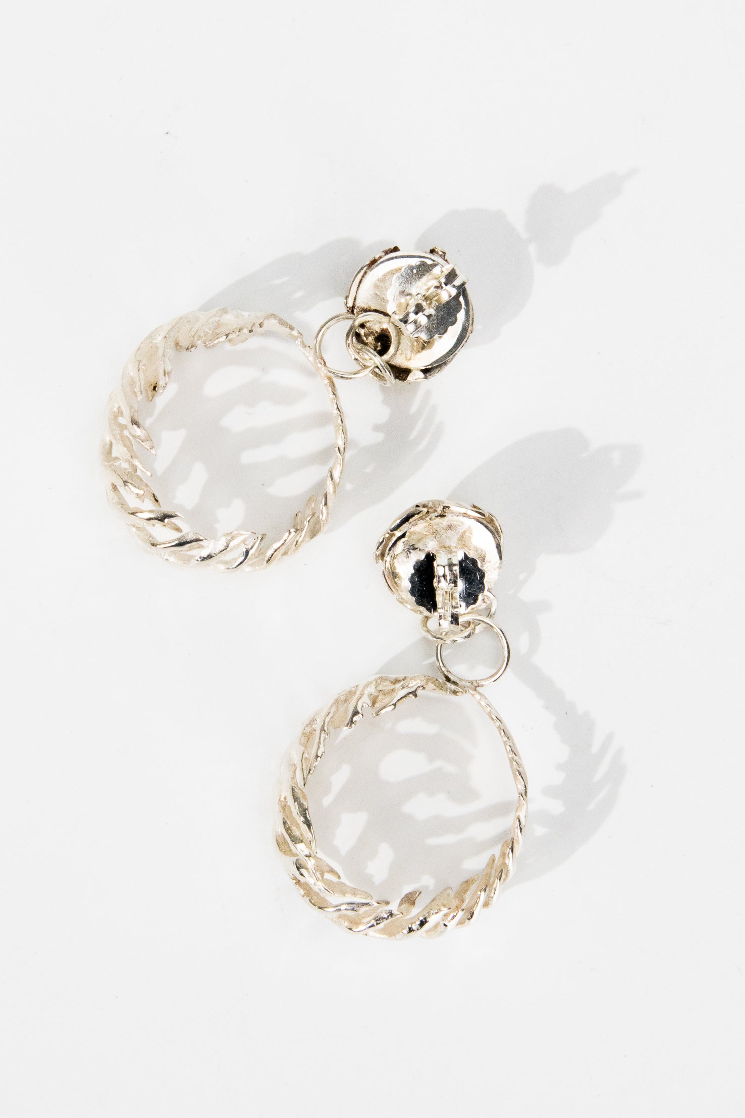 Silver Fern Hoop Earrings