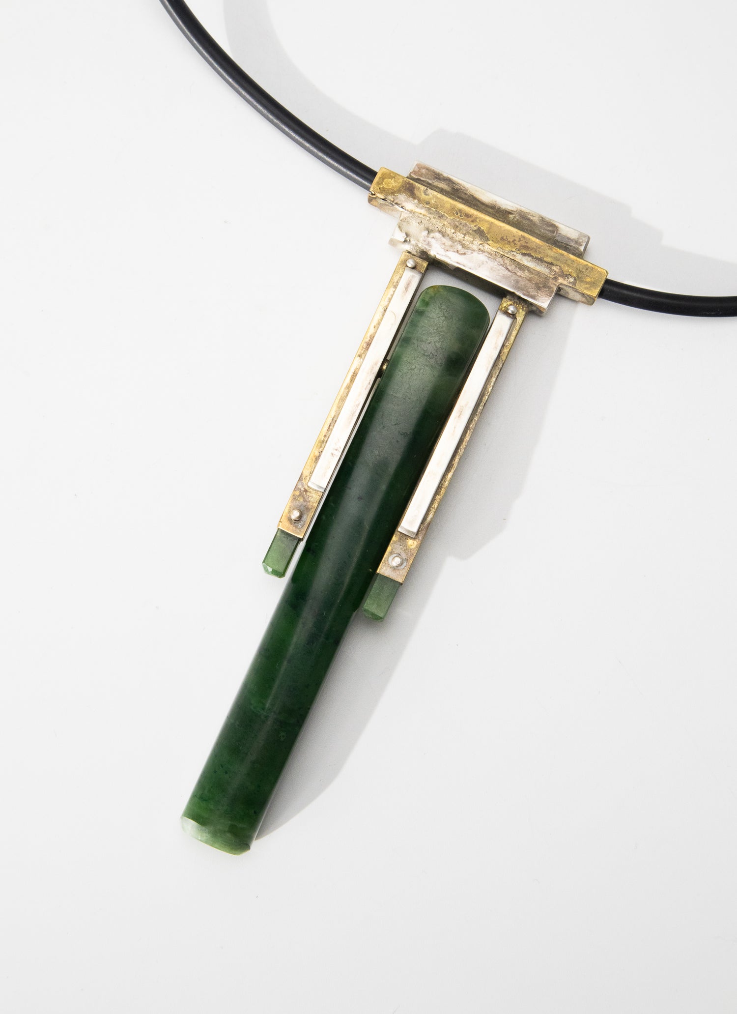 NZ Jade Pounamu &amp; Brass Necklace