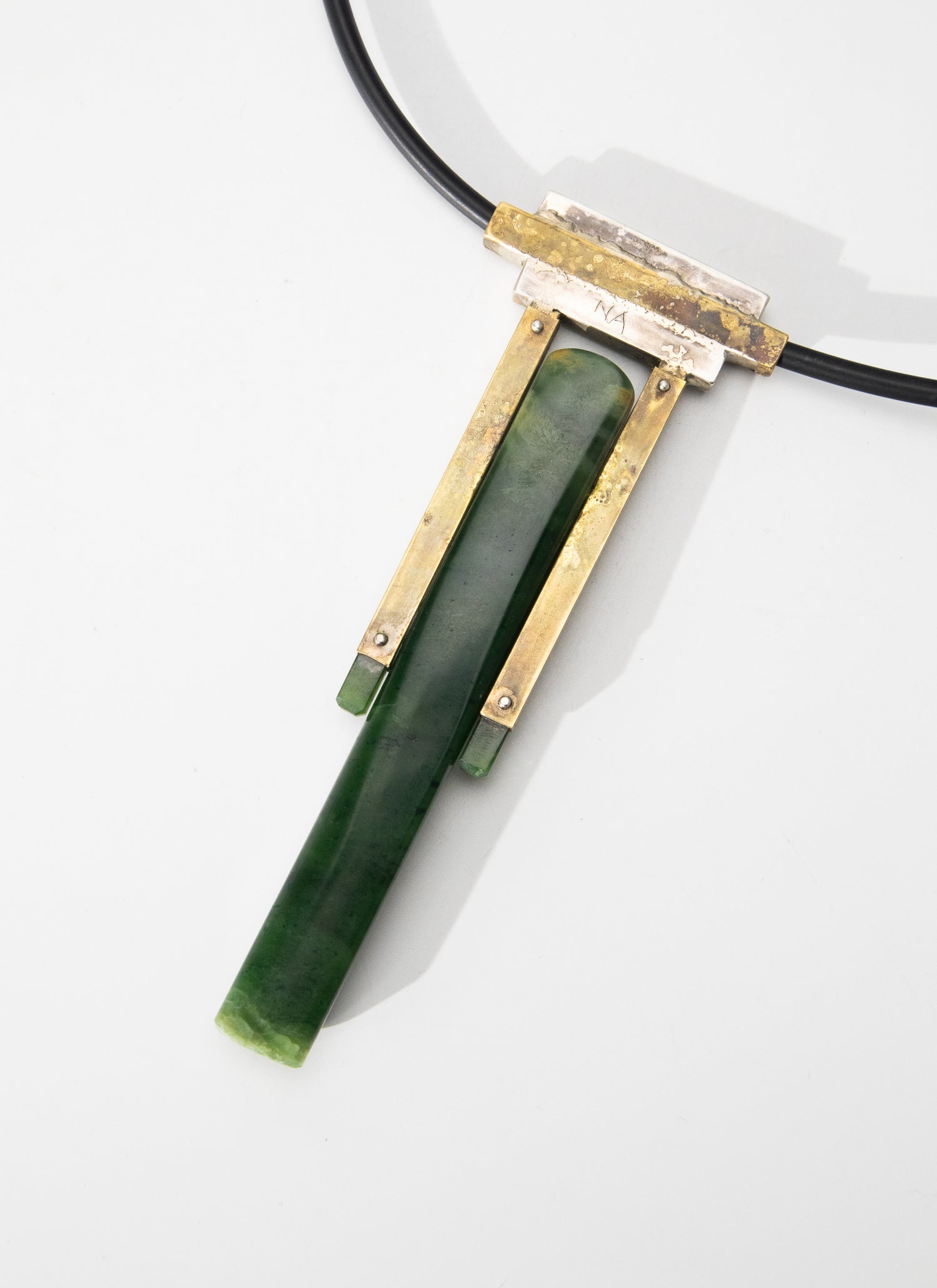 NZ Jade Pounamu &amp; Brass Necklace