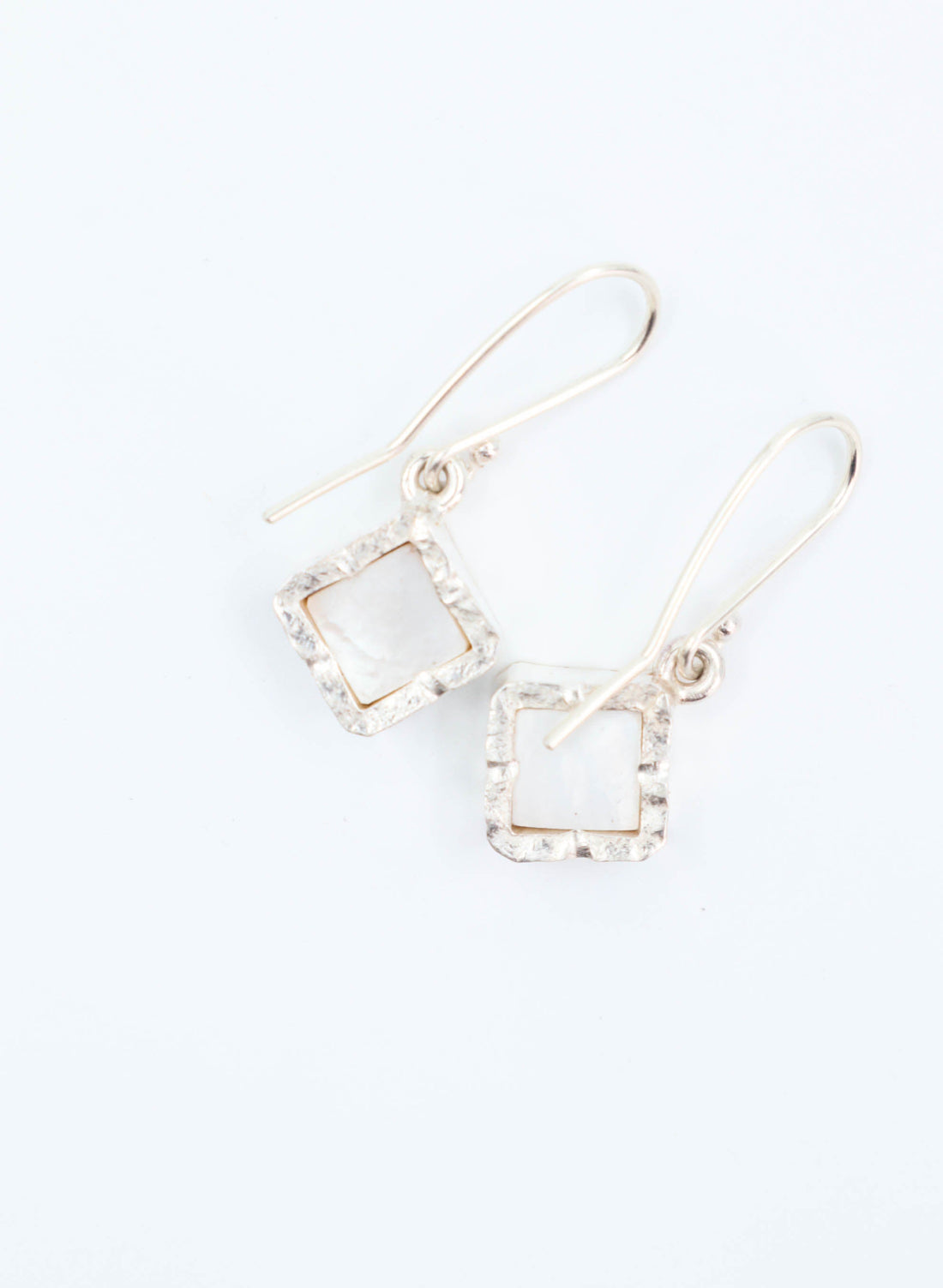 Diamond Shaped Mother of Pearl Earrings - Sterling Silver + 22 CT Gold